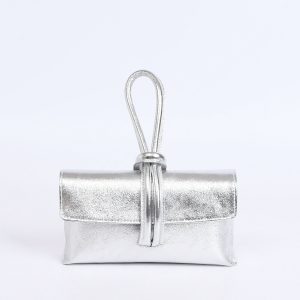Cartera de fiesta piel metalizado con asa