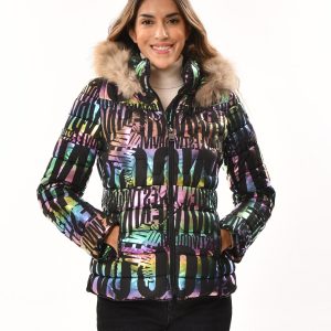 Chaqueta Plumífero con capucha de pelo natural