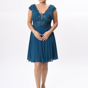 Vestido de fiesta corto con pedrerías Rossi – Tallas Grandes