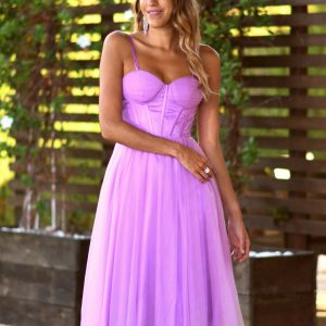 Vestido fiesta de corset midi