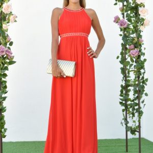 Vestido pedrería cuello halter